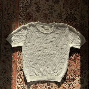 Ivory Textured Crew Neck Sweater